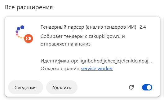 Расширение активно